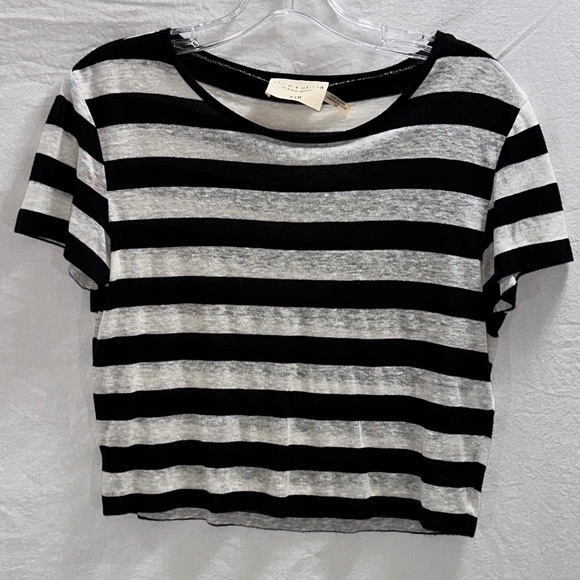 Alice & Olivia AIR Slub Linen Striped Crop Top - Picture 1 of 6